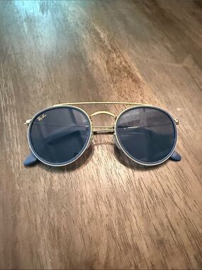 Ray-Ban Round Double Bridge Sunglasses in Blue & Gold